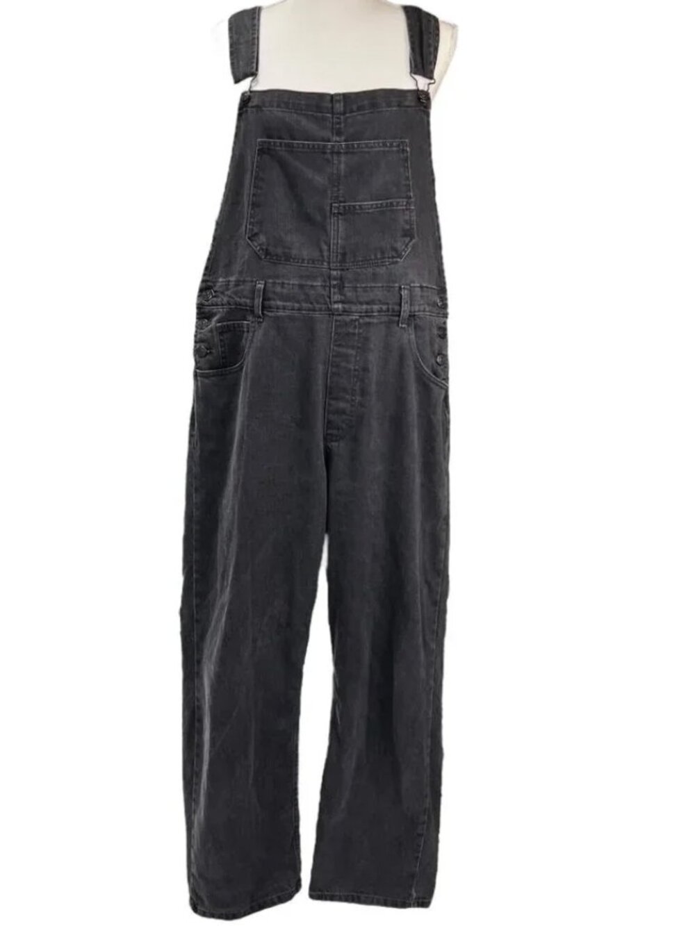 We The Free Ziggy Denim Overalls Straight Leg Baggy Fit Black Size XL